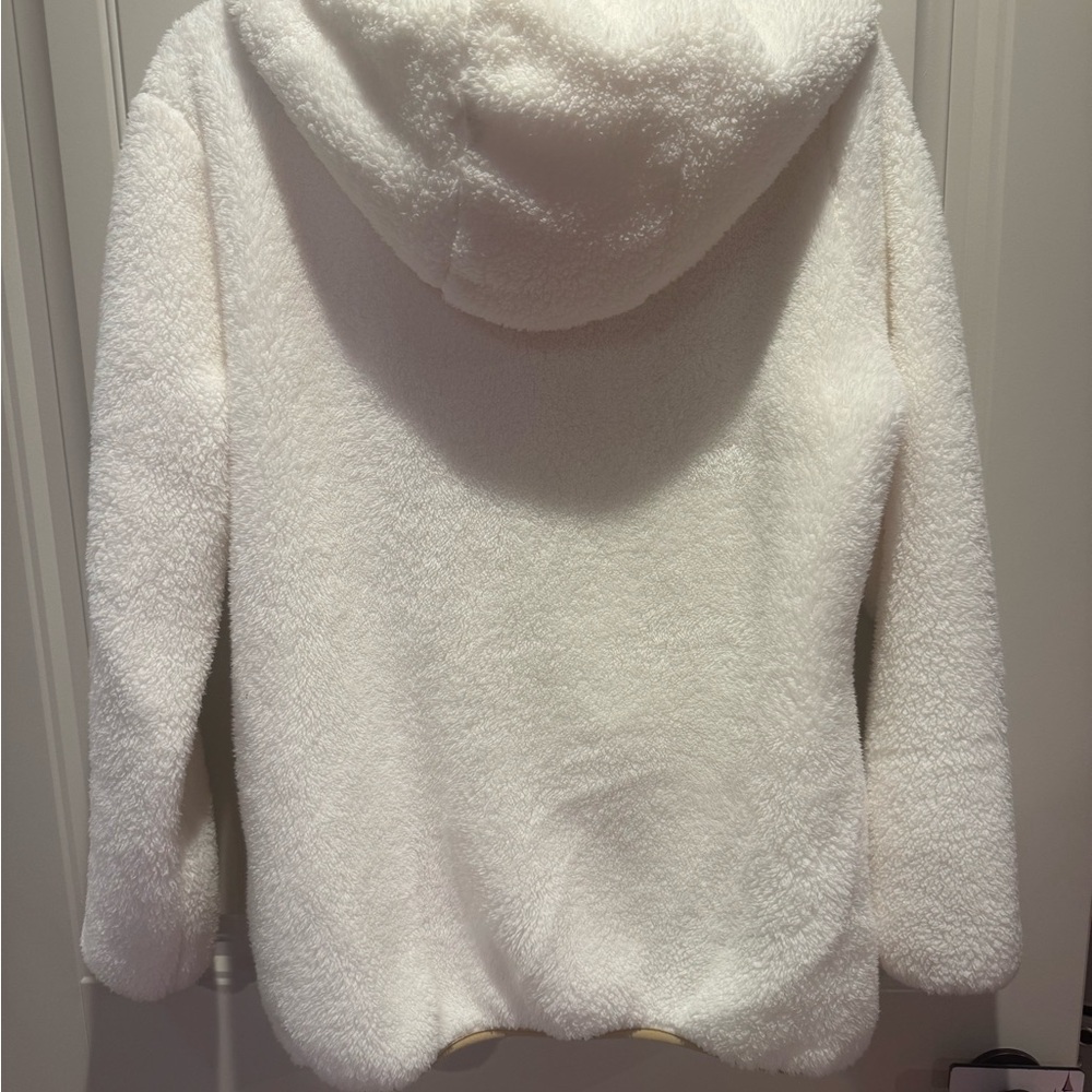 Reebok White Fleece Jacket with Tan Accents - Picture 2 of 3